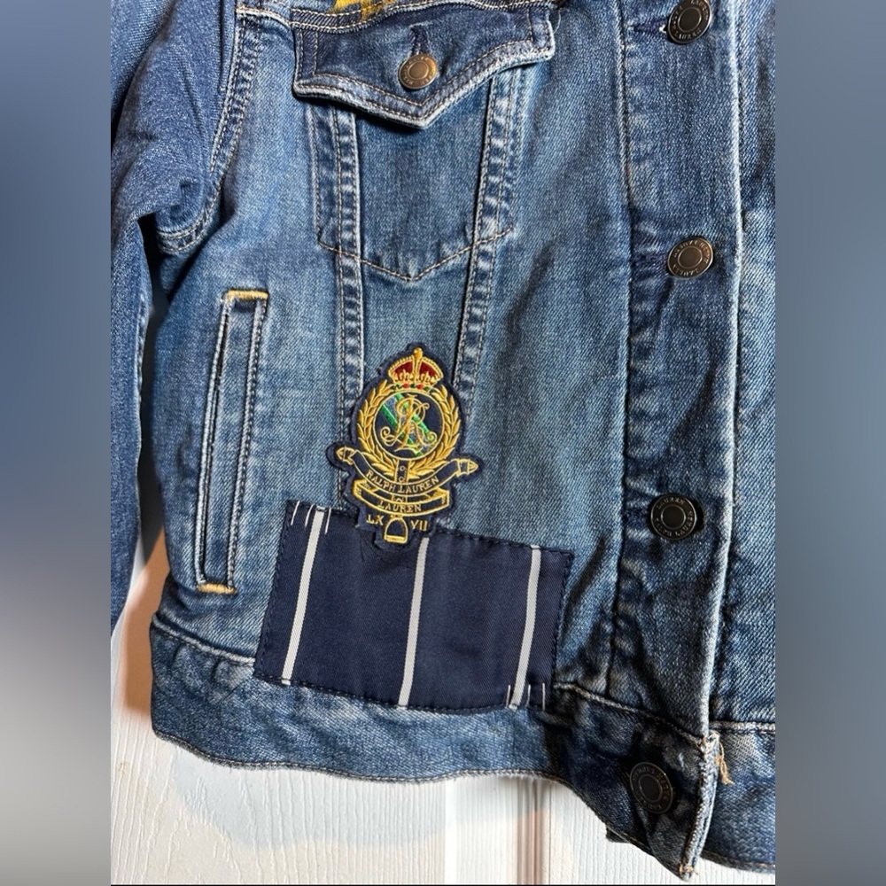 Lauren Womens Ralph Lauren Navy Pocketed Distressed Patchwork Boxy
Button Up Den - Picture 7 of 10